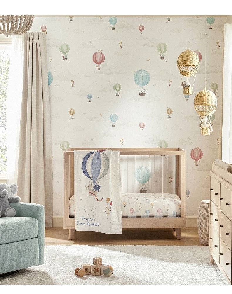 AeroCharm™ Globo Aerostático de Ratán Tejido – Decoración de Pared Nórdica para Habitación Infantil