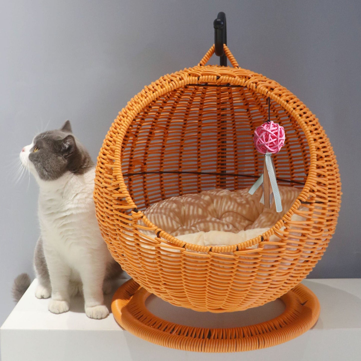 CatCocoon™ Cama Hamaca Tejida para Gatos – Cesta Colgante de Pasto Marino para Mascotas (🔥Alfombrilla Gratis)