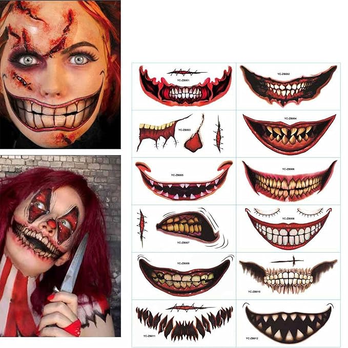 ZombieZaps™ Pegatinas Divertidas de Tatuajes de Halloween Set de 12 | 6+6 GRATIS