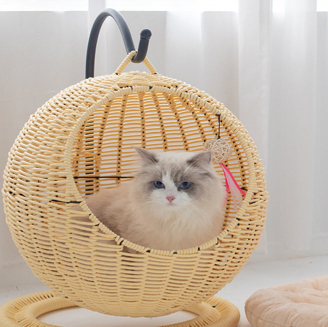 CatCocoon™ Cama Hamaca Tejida para Gatos – Cesta Colgante de Pasto Marino para Mascotas (🔥Alfombrilla Gratis)