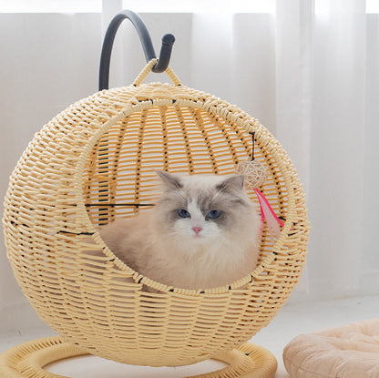 CatCocoon™ Cama Hamaca Tejida para Gatos – Cesta Colgante de Pasto Marino para Mascotas (🔥Alfombrilla Gratis)