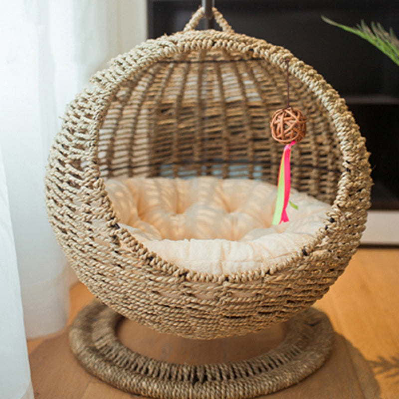 CatCocoon™ Cama Hamaca Tejida para Gatos – Cesta Colgante de Pasto Marino para Mascotas (🔥Alfombrilla Gratis)