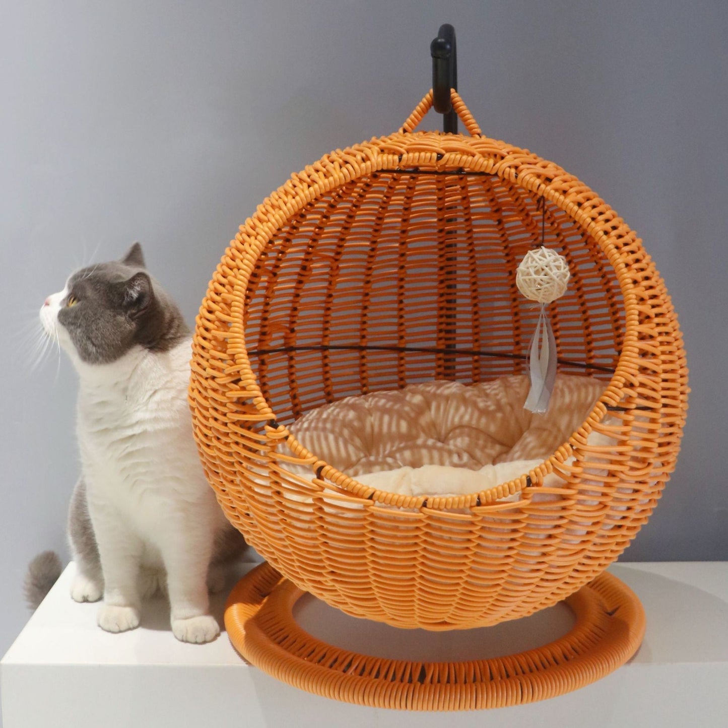 CatCocoon™ Cama Hamaca Tejida para Gatos – Cesta Colgante de Pasto Marino para Mascotas (🔥Alfombrilla Gratis)