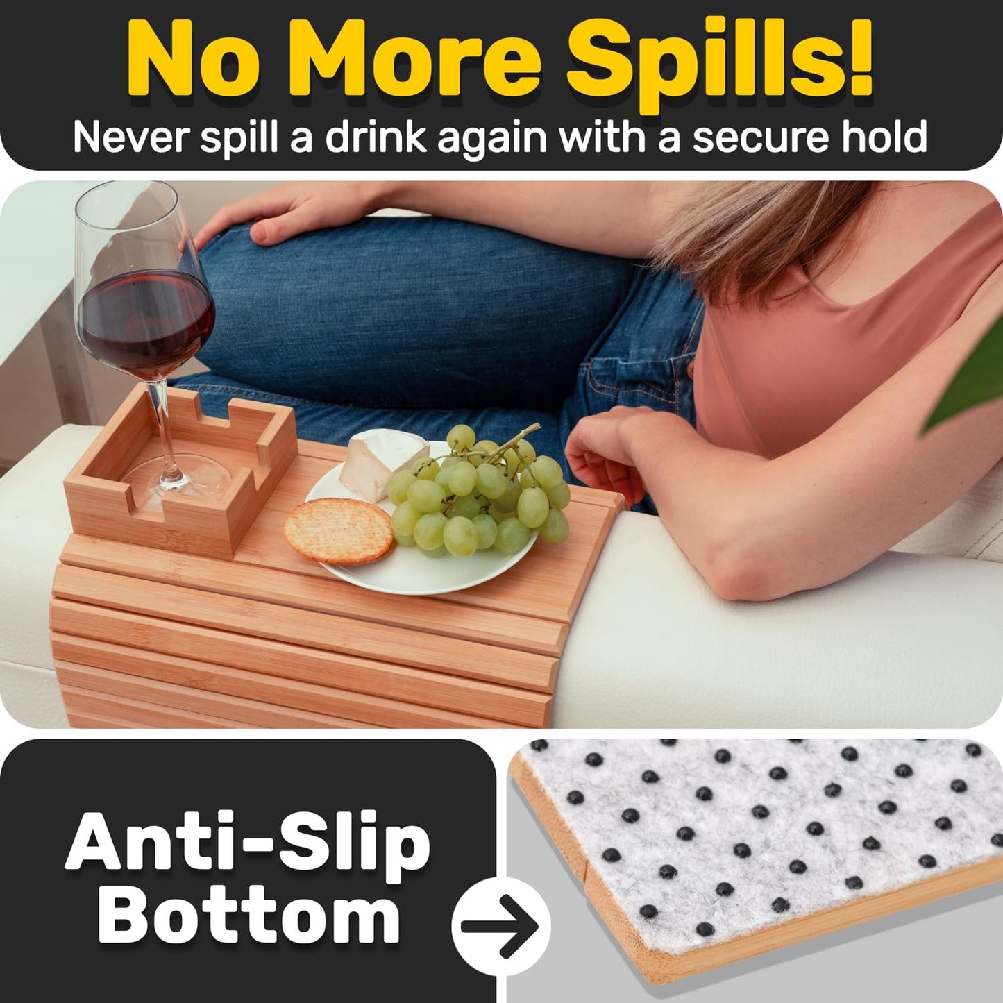 ArmTray™ Soporte de Bebidas de Bambú para Sofá – El Mejor Aliado de Tu Sofá