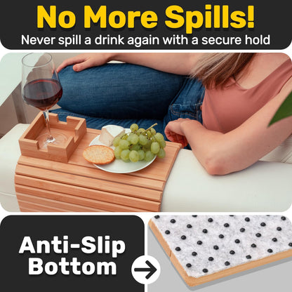 ArmTray™ Soporte de Bebidas de Bambú para Sofá – El Mejor Aliado de Tu Sofá