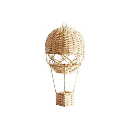 AeroCharm™ Globo Aerostático de Ratán Tejido – Decoración de Pared Nórdica para Habitación Infantil