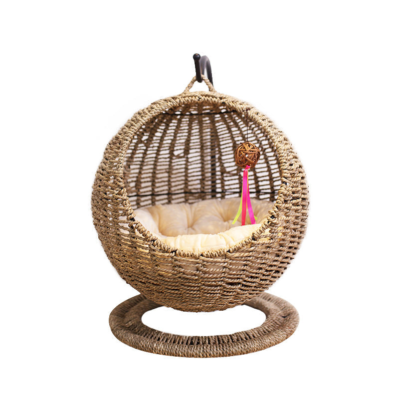 CatCocoon™ Cama Hamaca Tejida para Gatos – Cesta Colgante de Pasto Marino para Mascotas (🔥Alfombrilla Gratis)