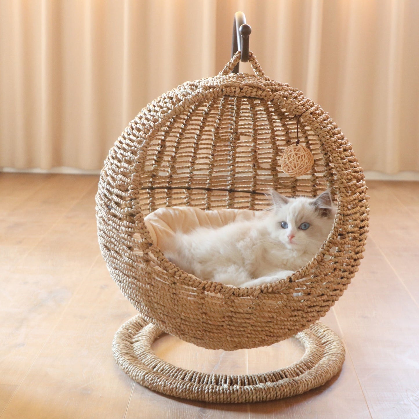 CatCocoon™ Cama Hamaca Tejida para Gatos – Cesta Colgante de Pasto Marino para Mascotas (🔥Alfombrilla Gratis)