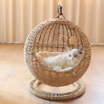 CatCocoon™ Cama Hamaca Tejida para Gatos – Cesta Colgante de Pasto Marino para Mascotas (🔥Alfombrilla Gratis)