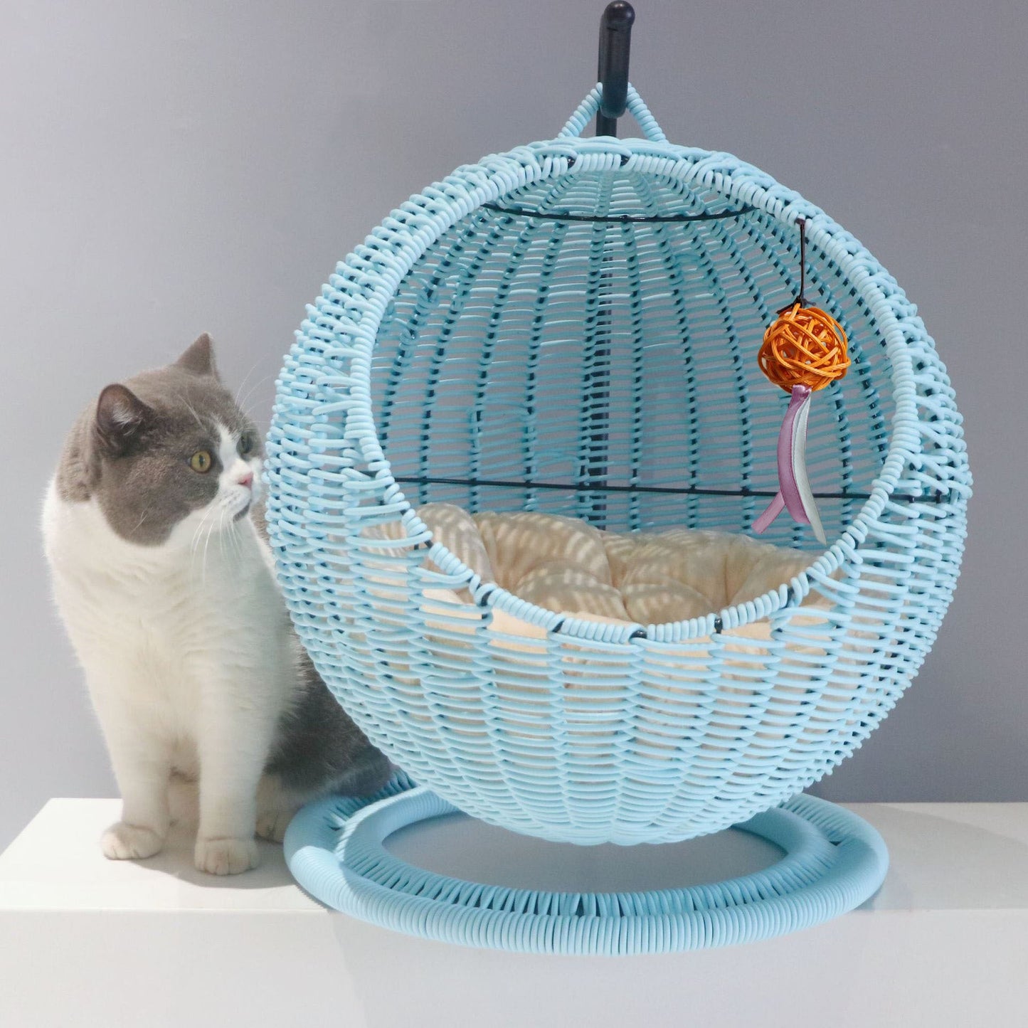 CatCocoon™ Cama Hamaca Tejida para Gatos – Cesta Colgante de Pasto Marino para Mascotas (🔥Alfombrilla Gratis)