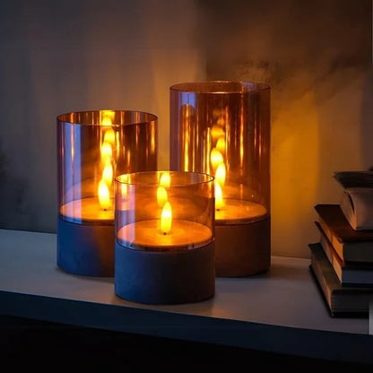 GoldenGlow™ 2026🔥Velas LED de Vidrio Dorado (3 Piezas)