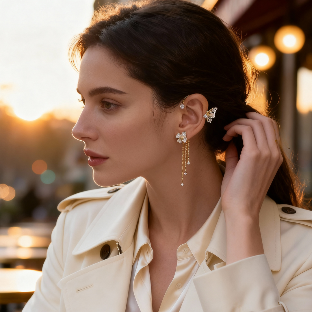 Celestelle™ – Pendientes de Mariposa y Flor con Colgantes (50% de Descuento)