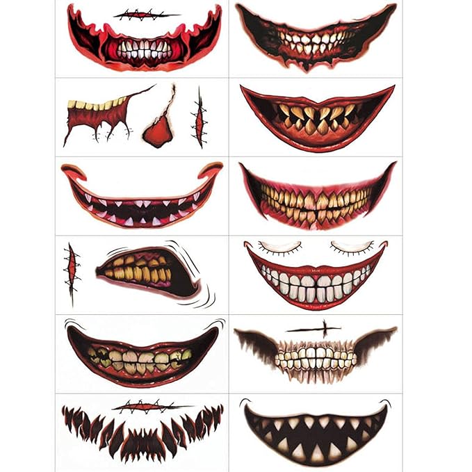 ZombieZaps™ Pegatinas Divertidas de Tatuajes de Halloween Set de 12 | 6+6 GRATIS