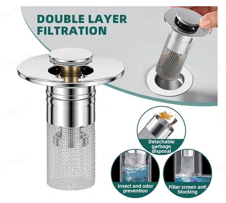 DrainGuard Pro™ Aísla Olores y Evita Cucarachas – Filtro de Desagüe de Suelo de Acero Inoxidable
