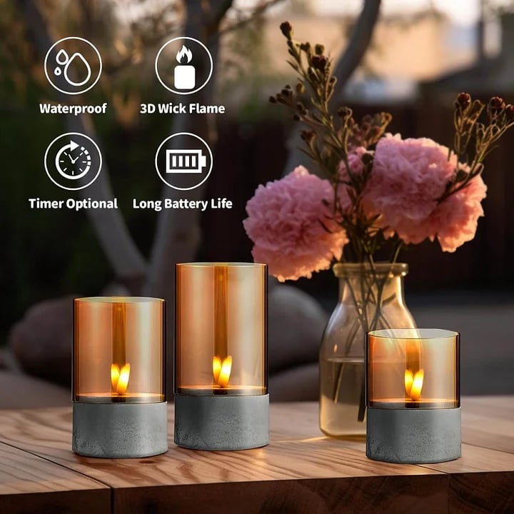 GoldenGlow™ 2026🔥Velas LED de Vidrio Dorado (3 Piezas)