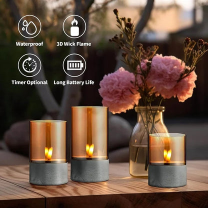 GoldenGlow™ 2026🔥Velas LED de Vidrio Dorado (3 Piezas)