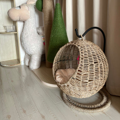 CatCocoon™ Cama Hamaca Tejida para Gatos – Cesta Colgante de Pasto Marino para Mascotas (🔥Alfombrilla Gratis)
