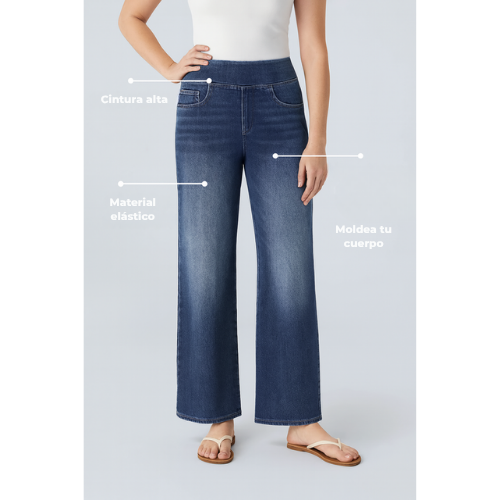 UltraStretch™ – Jeans de Cintura Alta con Extra Elasticidad y Prácticos Bolsillos