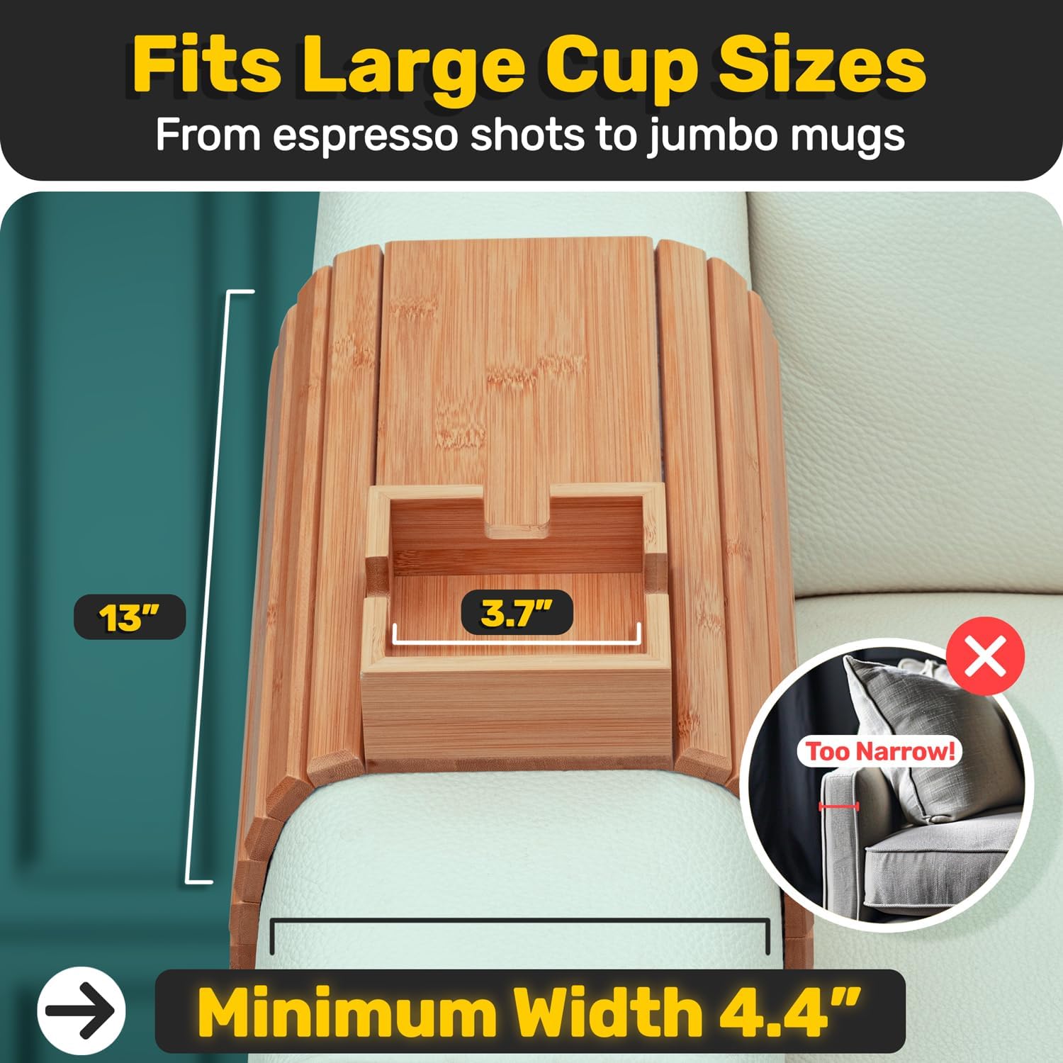 ArmTray™ Soporte de Bebidas de Bambú para Sofá – El Mejor Aliado de Tu Sofá