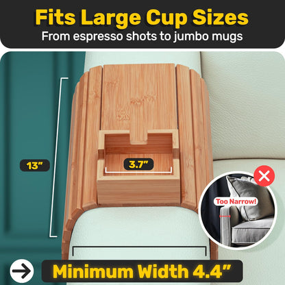 ArmTray™ Soporte de Bebidas de Bambú para Sofá – El Mejor Aliado de Tu Sofá