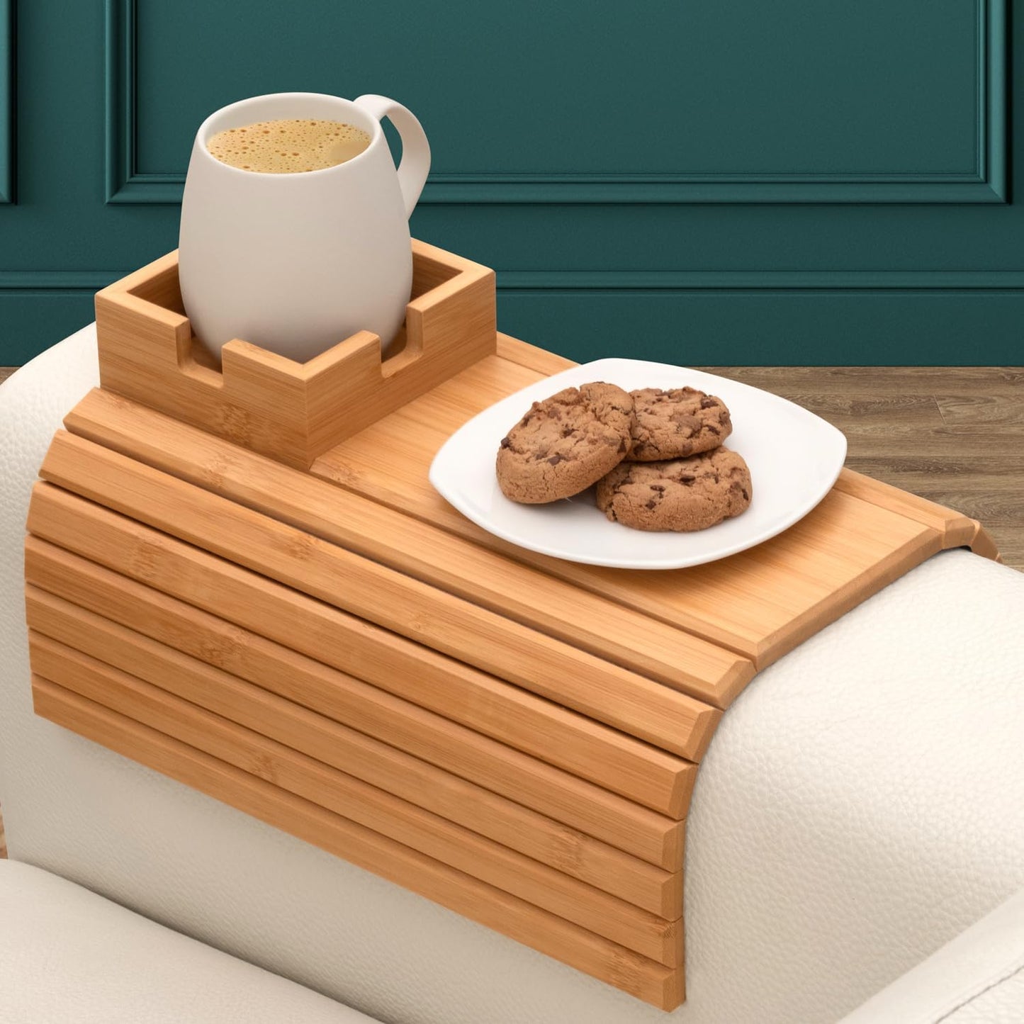 ArmTray™ Soporte de Bebidas de Bambú para Sofá – El Mejor Aliado de Tu Sofá